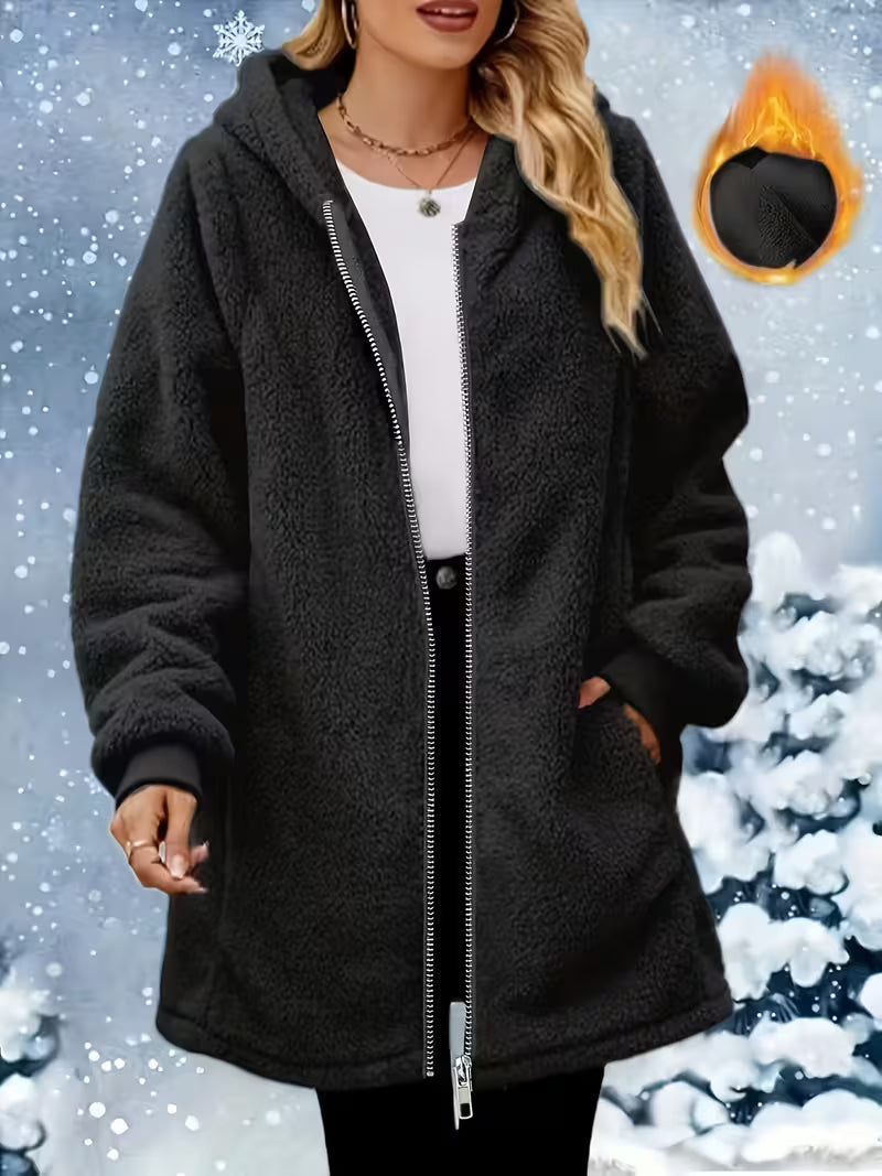 Plush Sherpa Hooded Longline Coat