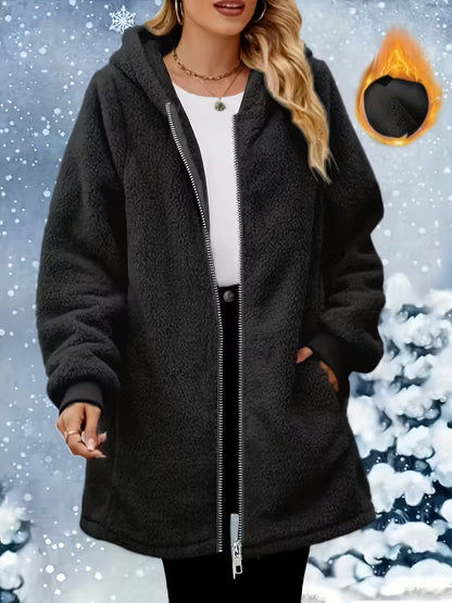 Plush Sherpa Hooded Longline Coat