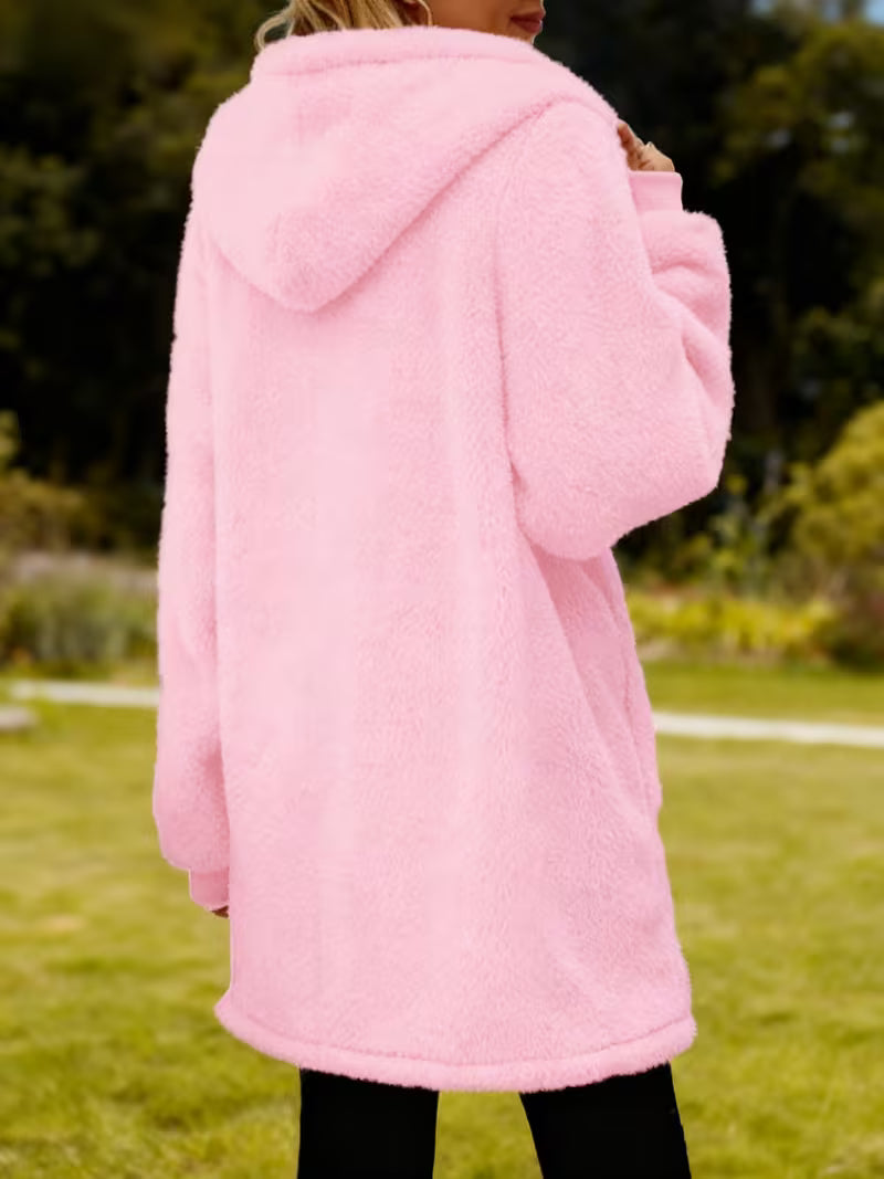 Plush Sherpa Hooded Longline Coat