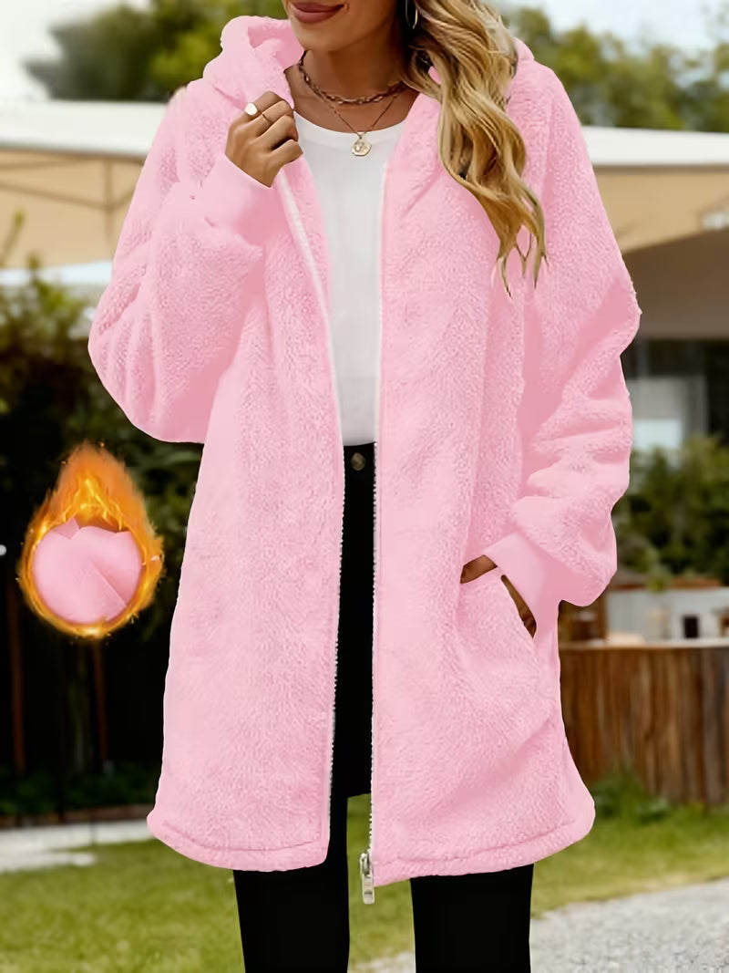 Plush Sherpa Hooded Longline Coat