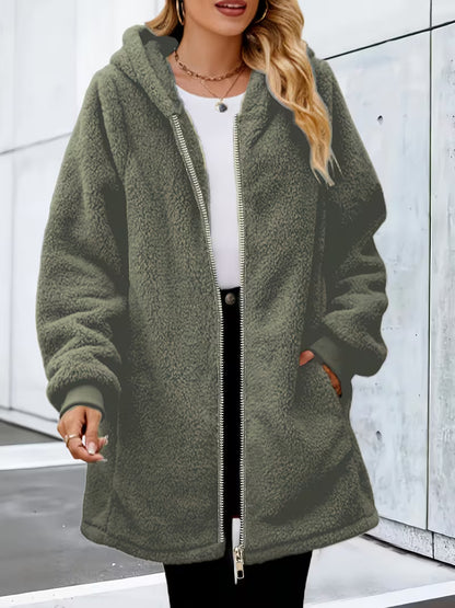 Plush Sherpa Hooded Longline Coat