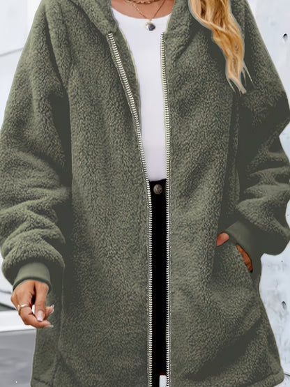 Plush Sherpa Hooded Longline Coat